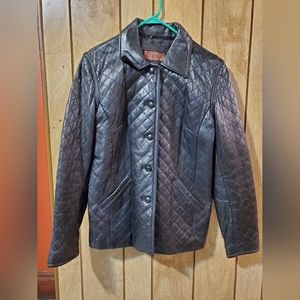 Siena Studio Women's Black Quilted 100% Leather Jacket Size 10